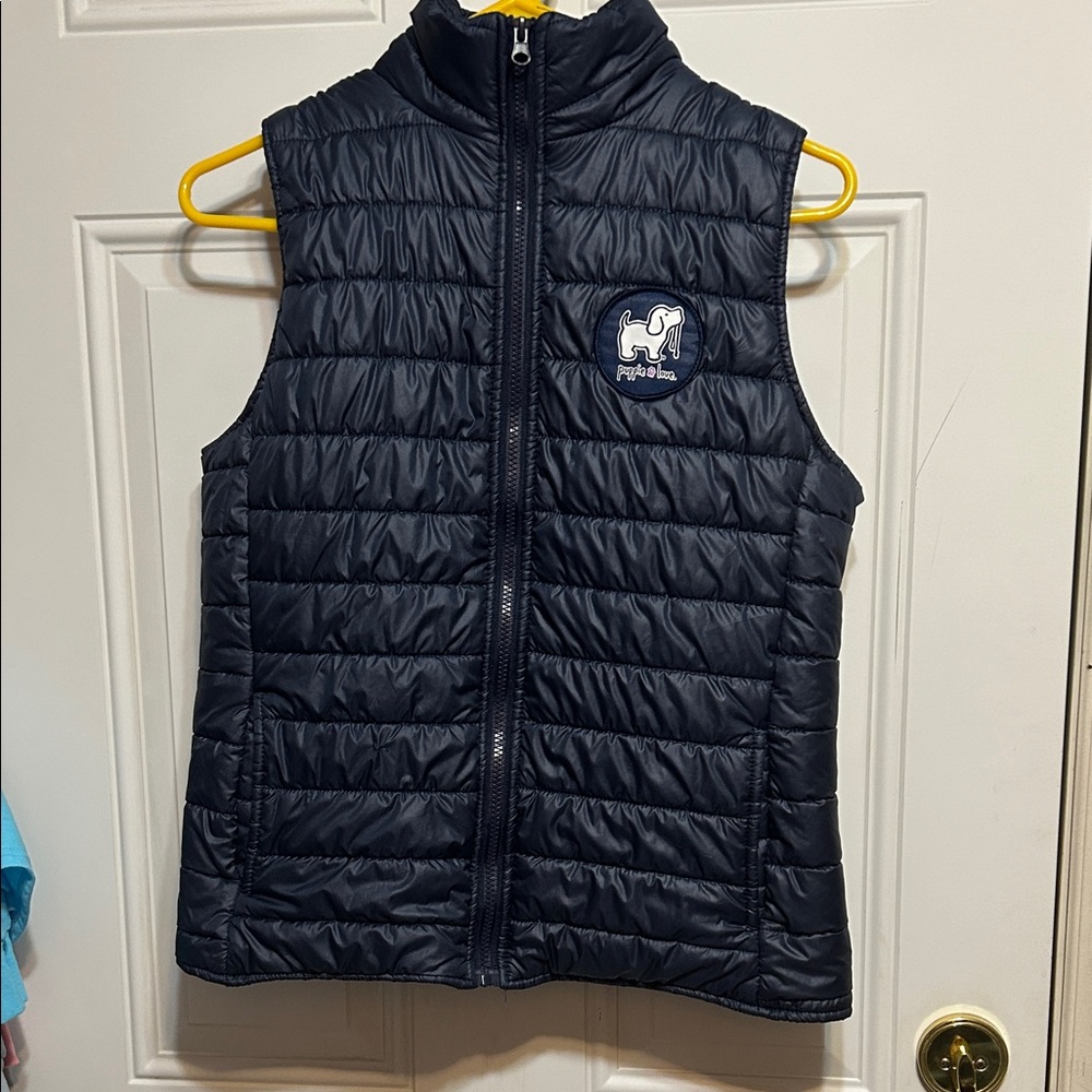 Navy Quilted Vest with Logo